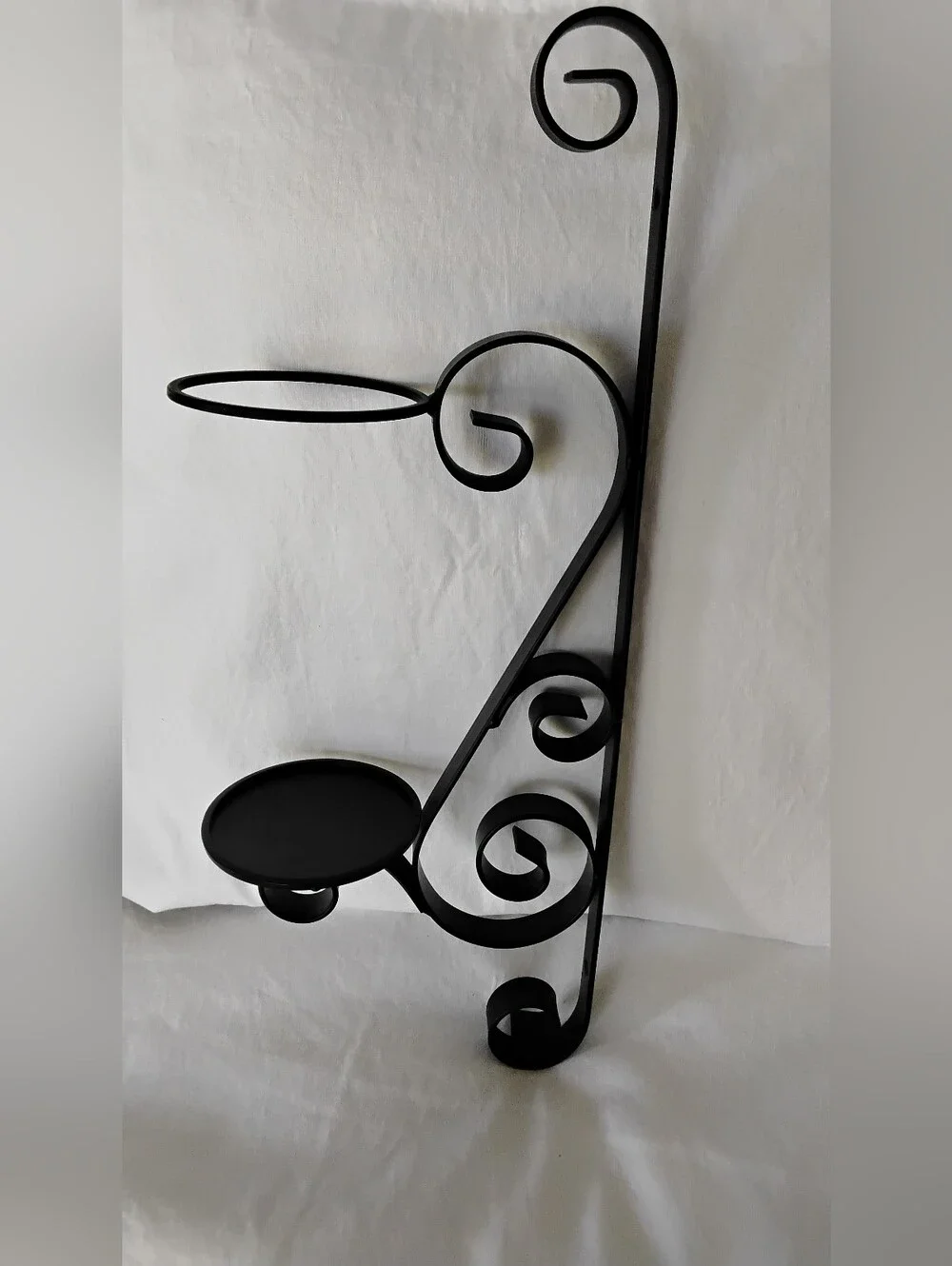 Set Of 2 Decorative Black Metal Wall Sconce Double Candle Holders